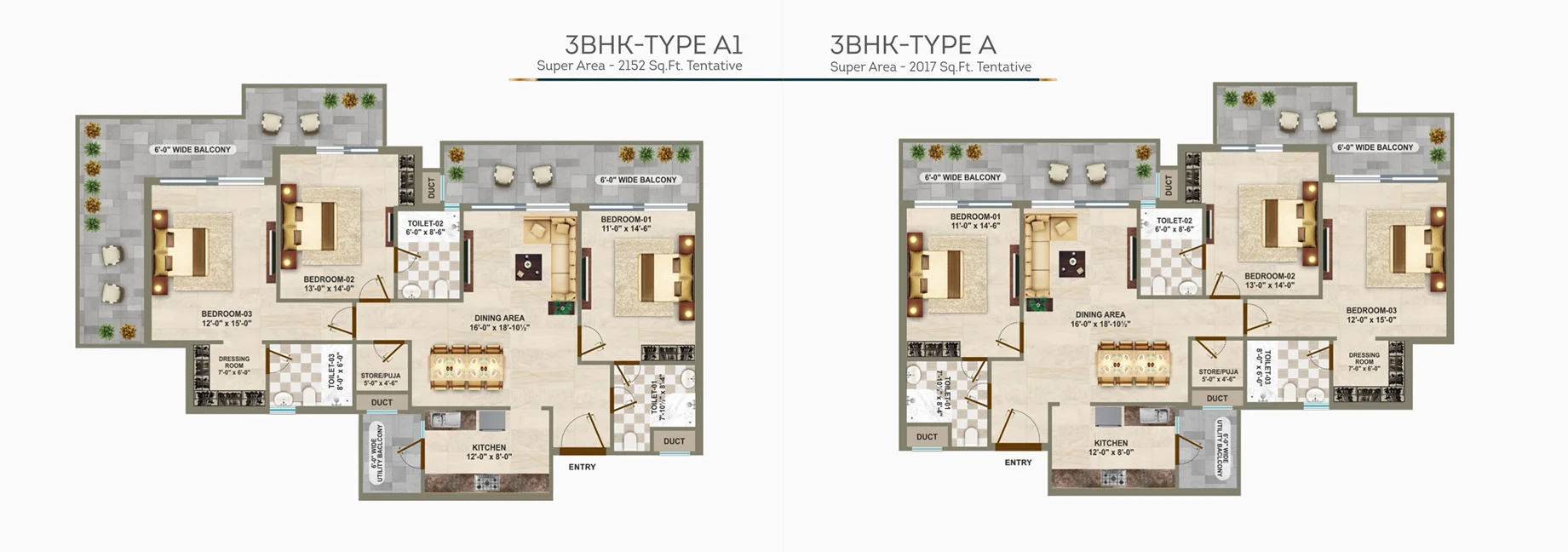 3 BHK Luxury Flats in Zirakpur