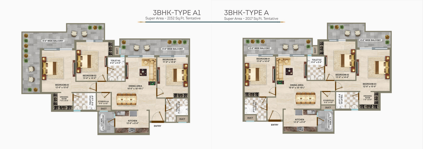 3 BHK Luxury Flat in Zirakpur