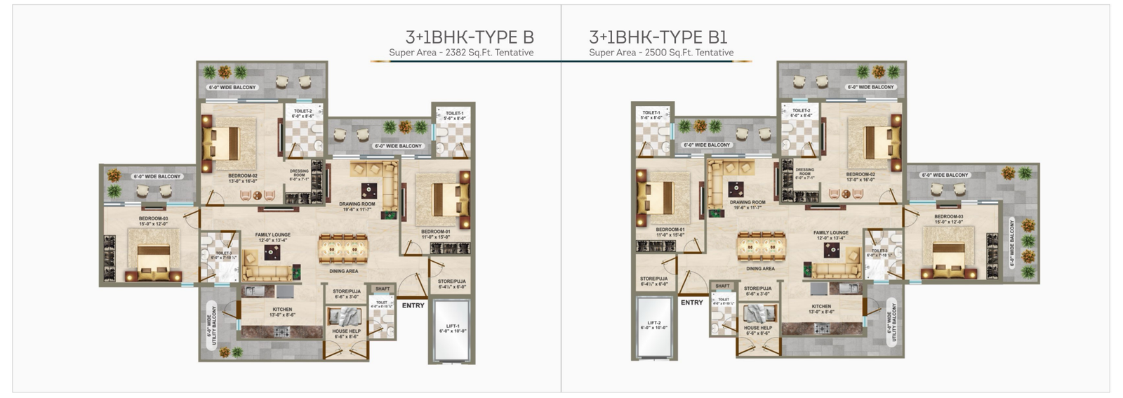 Spacious 3 BHK Luxury Apartments